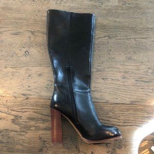 Vince Camuto black leather high-heeled boots